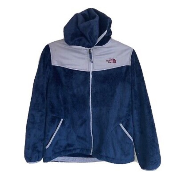 The North Face Blue Gray Fleece Full Zip Hoodie with Pockets women’s S/M - Picture 1 of 7